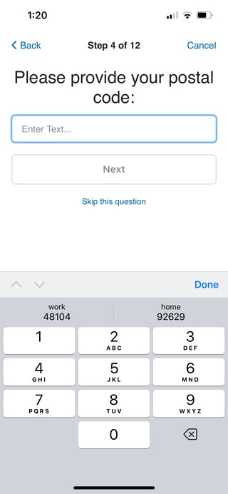 Answer Format - Postal Code