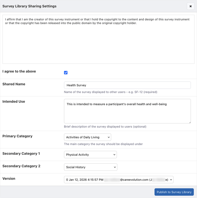 Survey Share - Settings